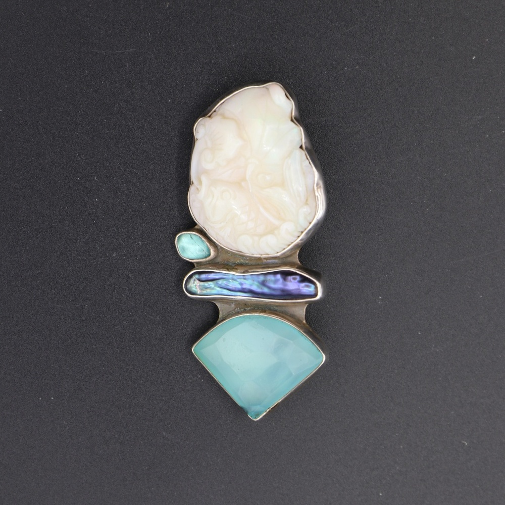 Vintage Amy Kahn Russell Pin/Pendant AKR silver
